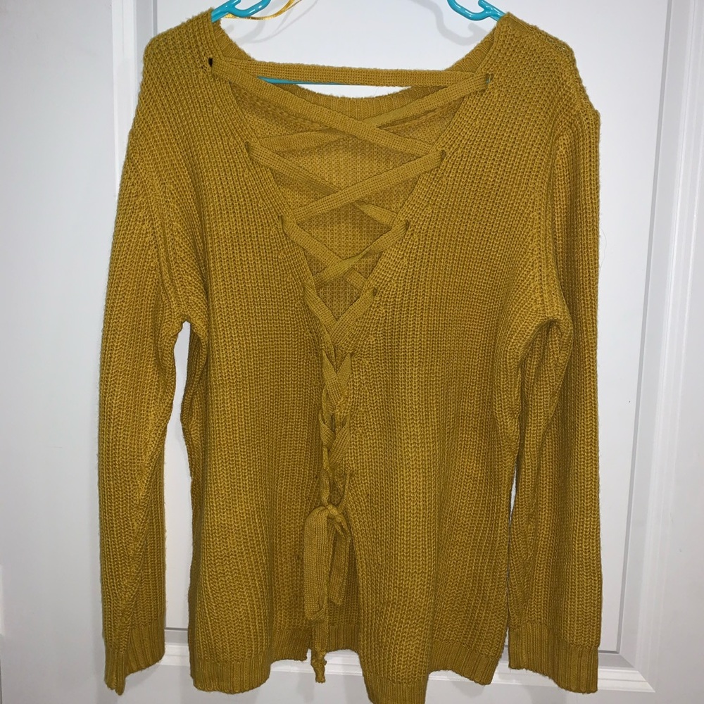 Lace back sweater